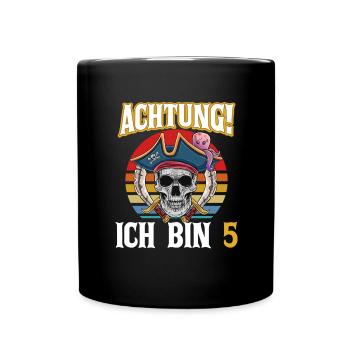 Geburtstagsshirt 5 Jahre Junge Pirat Totenkopf Pir - Tasse einfarbig - Schwarz - Vorne