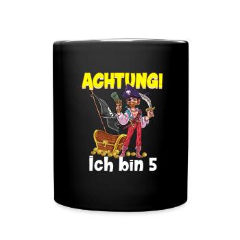 Geburtstagsshirt 5 Jahre Junge Pirat Totenkopf Pir - Tasse einfarbig - Schwarz - Vorne