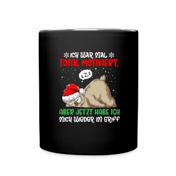 Ich War Mal Total Motiviert Weihnachten Alpaka Lam - Tasse einfarbig - Schwarz - Vorne