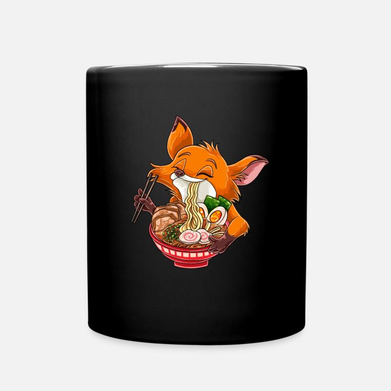 Fuchs Isst Ramen Nudeln Anime Japanisch Kawaii - Tasse einfarbig - Schwarz