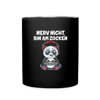 Nerv Nicht, Bin am Zocken Gaming Panda - Tasse einfarbig - Schwarz - Vorne