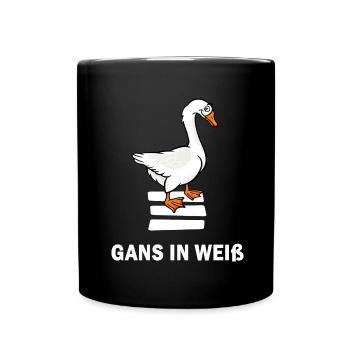 gans gänsefeder gänsefreund gans in weiß - Tasse einfarbig - Schwarz - Vorne