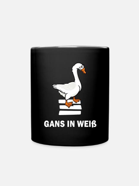 gans gänsefeder gänsefreund gans in weiß - Tasse einfarbig - Schwarz