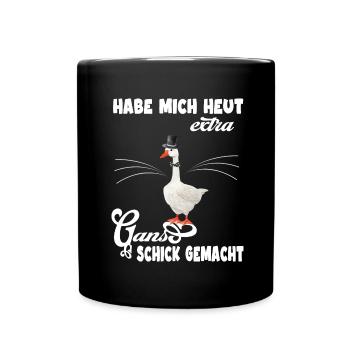 gänse gänsestall gans schick gänsefreund - Tasse einfarbig - Schwarz - Vorne