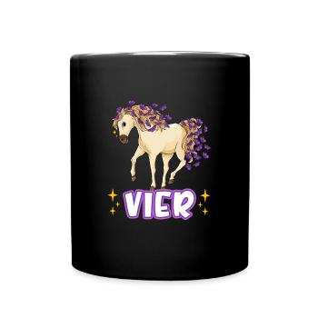 4. Geburtstag Pferde Mädchen Geburtstagsshirt 4 Ja - Tasse einfarbig - Schwarz - Vorne