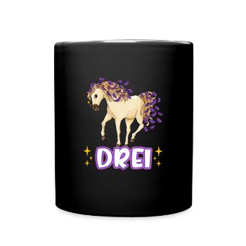 3. Geburtstag Pferde Mädchen Geburtstagsshirt 3 Ja - Tasse einfarbig - Schwarz - Vorne