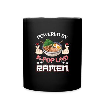 Powered by K-Pop und Ramen Nudelsuppe Musik K-Pop - Tasse einfarbig - Schwarz - Vorne