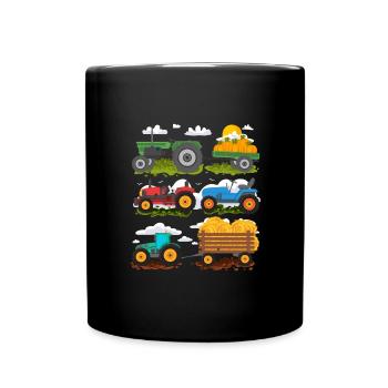 Traktor Jungen Traktoren Bauernhof Fahrzeuge Treck - Tasse einfarbig - Schwarz - Vorne