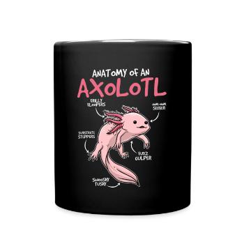 Anatomie Eines Axolotl Lustiges Haustier - Tasse einfarbig - Schwarz - Vorne