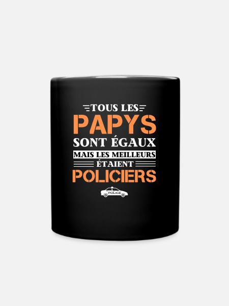 t-shirt humour policier meilleur papy cadeau noel - Mug uni - noir