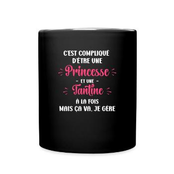 C est compliqué princesse et tantine - Mug uni - noir - Devant