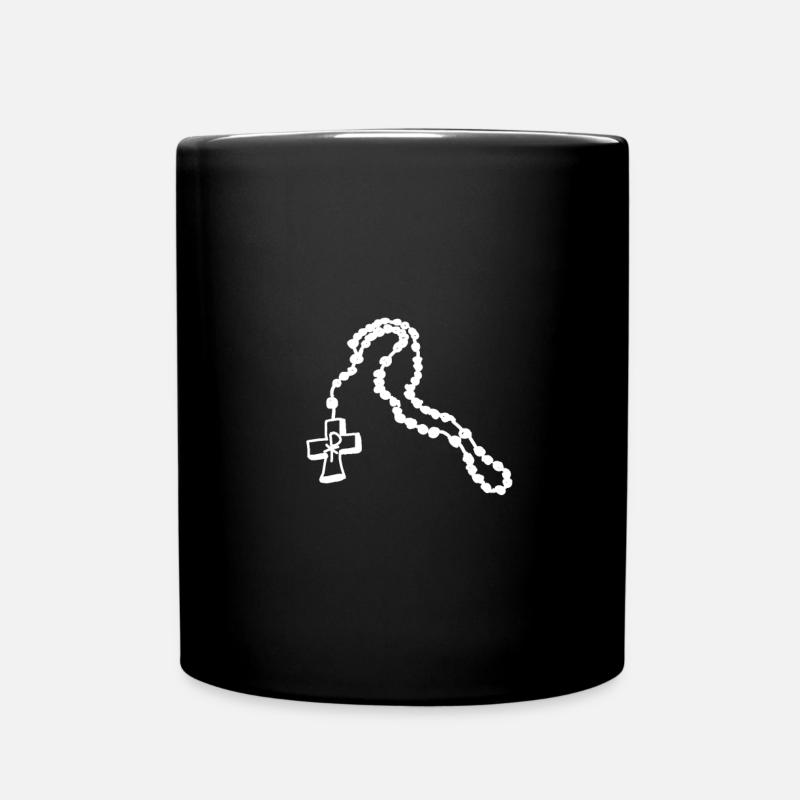 Croix, poisson, chrétien, chapelet, symbole - Mug uni - noir