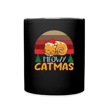 Pull de Noël moche - Meowy Catmas - Mug uni - noir - Devant