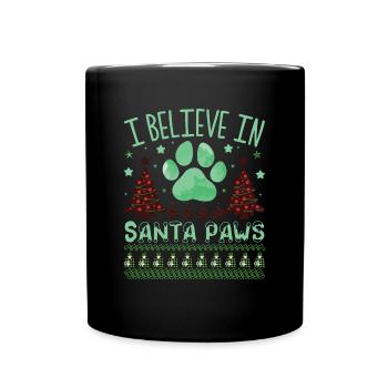 Ugly Christmas Sweater - i believe in Santa Paws - Full Colour Mug - black - Front