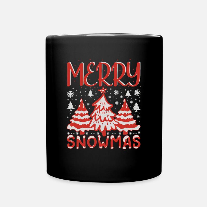 Ugly Christmas Sweater - Merry Snowmas - Tasse einfarbig - Schwarz