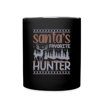 Pull de Noël moche - Chasseur préféré du Père Noël - Mug uni - noir - Devant