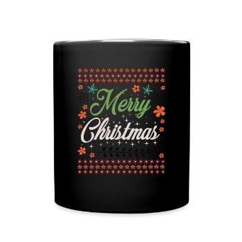 Ugly Christmas Sweater - merry Christmas - Tasse einfarbig - Schwarz - Vorne