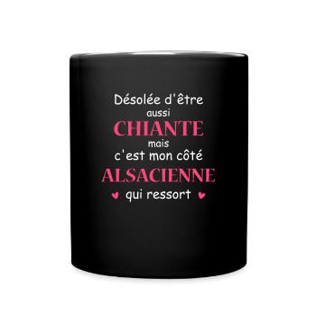 Chiante C'est mon côté ALSACIENNE - Mug uni - noir - Devant