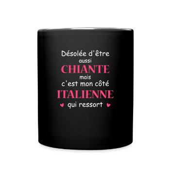 Chiante côté italienne - Mug uni - noir - Devant