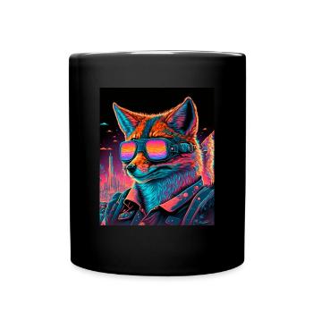 Retro Futuristic Synthwave Fox - Tasse einfarbig - Schwarz - Vorne