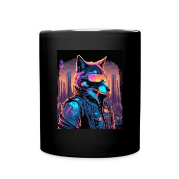 Retro Futuristic Synthwave Fox - Tasse einfarbig - Schwarz - Vorne
