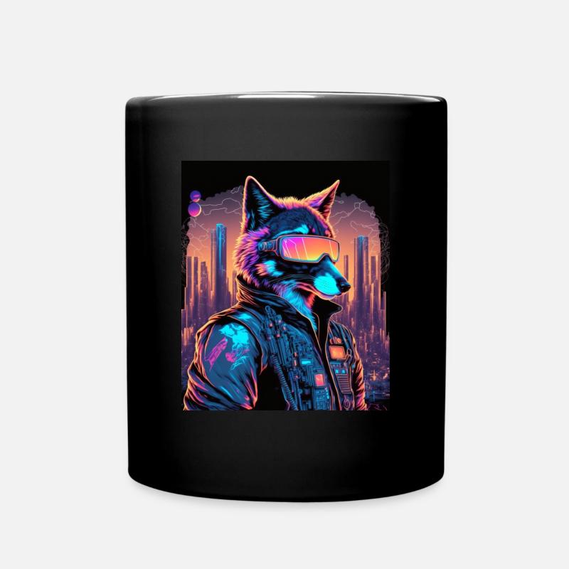 Rétro Futuriste Synthwave Fox - Mug uni - noir