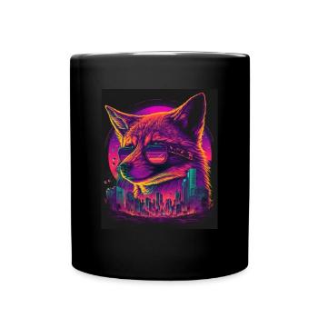 Retro Futuristic Synthwave Fox - Tasse einfarbig - Schwarz - Vorne