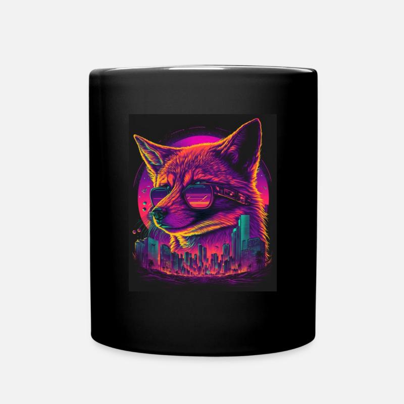 Rétro Futuriste Synthwave Fox - Mug uni - noir