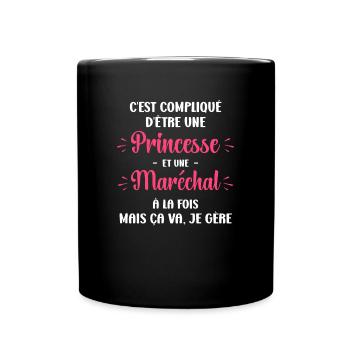 C'est compliqué d'être une princesse et un marécha - Mug uni - noir - Devant