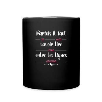 je vais être cousine - Mug uni - noir - Devant