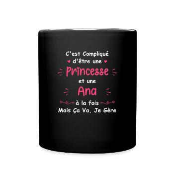 C'est compliqué d'être une princesse et Ana - Mug uni - noir - Devant