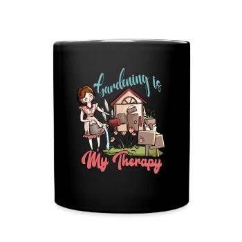 Le jardinage : ma forme de thérapie - Mug uni - noir - Devant
