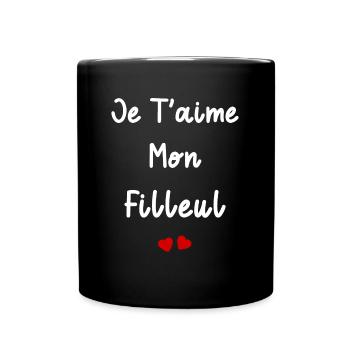 Je t'aime mon Filleul - Mug uni - noir - Devant