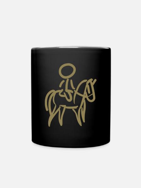 Reiterin auf Pferd Reiter Minimalist Minimalismus - Tasse einfarbig - Schwarz