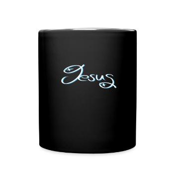Fisch Jesus schön dezent - Tasse einfarbig - Schwarz - Vorne