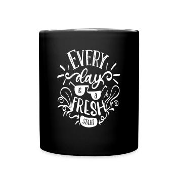 Jeder Tag ist ein Neuanfang - Tasse einfarbig - Schwarz - Vorne