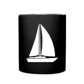 Sailing boat yacht logo symbol sign. Yacht club - Full Colour Mug - black - Front