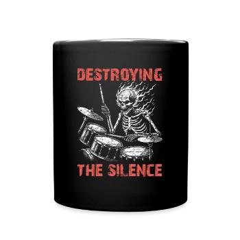 Squelette de crâne de batteur sur la batterie - Mug uni - noir - Devant