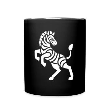 Zebra Silhouette Kunststück Minimal Design - Tasse einfarbig - Schwarz - Vorne