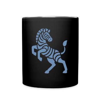 Zebra Silhouette Kunststück Minimal Design - Tasse einfarbig - Schwarz - Vorne