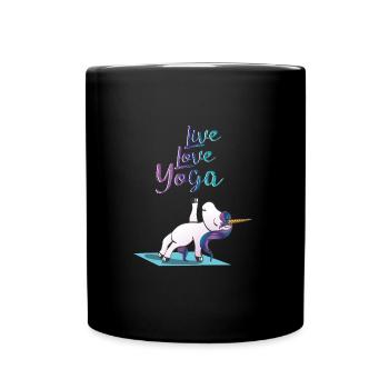 Yoga Einhorn - Tasse einfarbig - Schwarz - Vorne