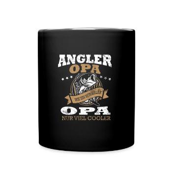 opa geschenk angeln - Tasse einfarbig - Schwarz - Vorne
