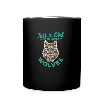 Wolf - Tasse einfarbig - Schwarz - Vorne