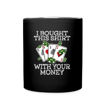 Poker poker poker table jetons cartes argent casino - Mug uni - noir - Devant