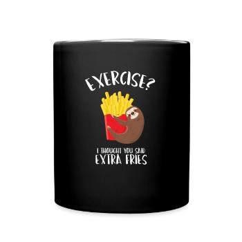 Sloth Gift Funny french fries fries - Full Colour Mug - black - Front