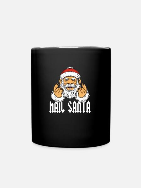 Santa Rock Metal Hail Teufel Pommesgabel Geschenk - Ensfarvet krus - sort