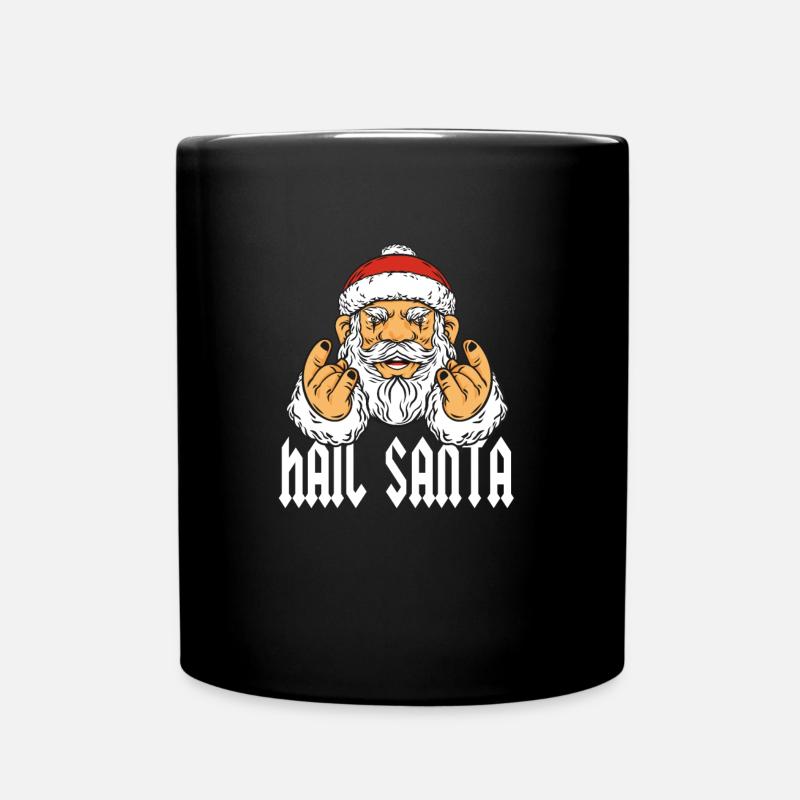 Santa Rock Metal Hail Teufel Pommesgabel Geschenk - Tasse einfarbig - Schwarz