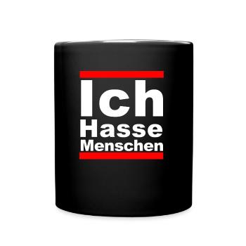 Ich Hasse Menschen - Tasse einfarbig - Schwarz - Vorne