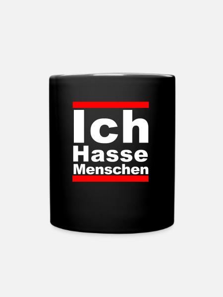 Ich Hasse Menschen - Tasse einfarbig - Schwarz