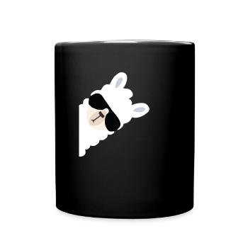 Alpaka Lama T-Shirt lustige mit Sonnenbrille - Tasse einfarbig - Schwarz - Vorne